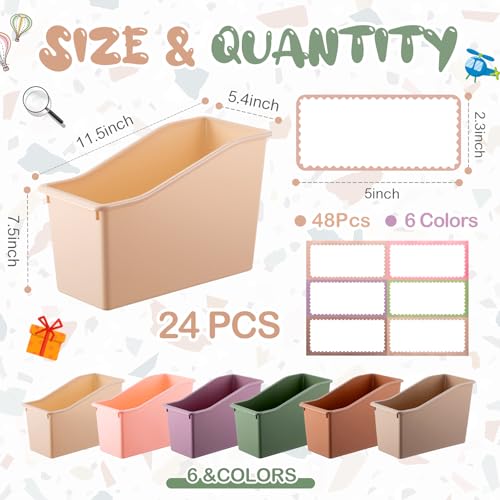 Geetery Plastic Book Bins for Classroom, 24 Pcs, Terrazzo Color - color: Terrazzo Color