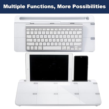 TSJ OFFICE Desktop Whiteboard Dry-Erase-Board - Computer Keyboard Stand White Board Surface Pad with Drawer, Desk Organizers with Accessories for Office, Home, School Supplies - color: White Base/Glass-weekly Calendar