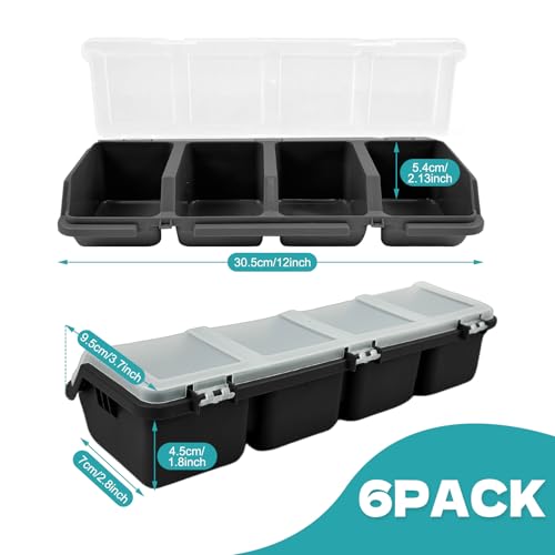 YEXEXINM 6Pcs Screw Organizers Storage Bins with Lids, Plastic Stackable Hardware Organizer Box for Garage Nails Craft Tool Organizing, Tool Cart Cabinet Workbench Drawers (Black) - color: Black