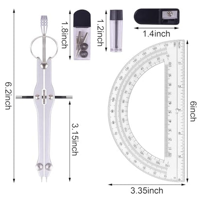 Unjoo Compass and Protractor Set, Math Compass for Geometry (Green) - color: Green