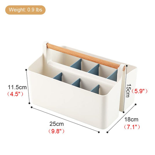 Vidifor Large Portable Basket with Handle, Plastic Craft Storage Organizer Caddy Tote with Adjustable Divided for Makeup Art Supplies, Sewing, Colored Pencils-Blue - color: White+Blue