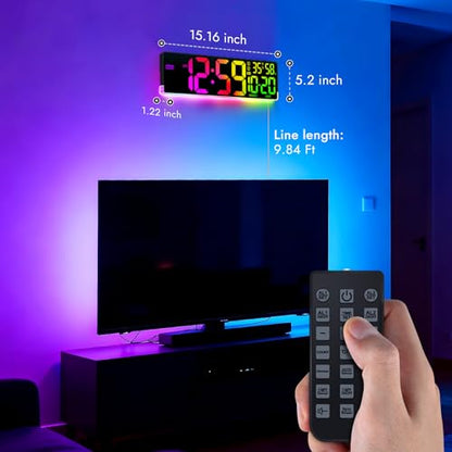 16.5" Large Digital Wall Clock for Classroom, Sync Screen RGB Backlight
