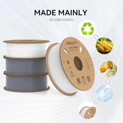 Creality Hyper PLA Filament 1.75mm, 30-600mm/s High Speed 3D Printer Filament, Dimensional Accuracy +/-0.02mm, Fit Most FDM 3D Printers, 4 Pack 1kg Spool(2.2lbs), White & Grey - color: White & Grey