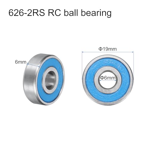uxcell 20pcs 626-2RS Miniature Deep Groove Ball Bearings 6x19x6mm Double Sealed Bearings (Blue) for Electric Motor, Home Appliances, Machinery, P6 (ABEC 3) - color: Blue, size: 626-2RS