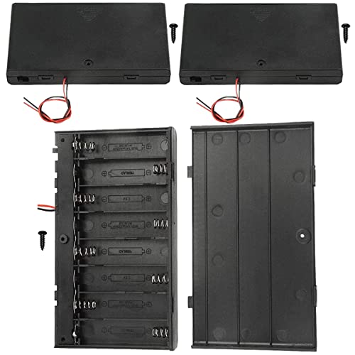 3Pcs 8 AA 12V Thicken Battery Holder Base Box Black Battery Case Holder with ON/Off Switch,Wire,Cover and Mounting Screws,for DIY and dc Equipment - color: G. 8AA Battery Case Holder withSwitch