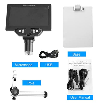 Koolertron 7" 12MP Digital Microscope, 1200X Magnification, 1080P USB Camera, 32GB TF Card, PC View, Rechargeable, LED Lights for Coin/PCB/Jewelry/Plant/Rock Inspection - size: 7 inch (32GB TF Card and 2 Fill Lights)