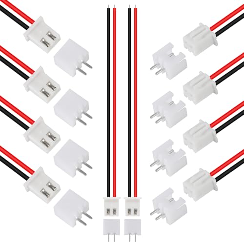 ACEIRMC 10Pairs JST-XH Connector Kit, XH 2.54mm 2 Pin Header Male and Female Connectors Plug Adapter with Flat Wire Cable 200mm 26AWG Compatible with JST XH (2P) - color: 2P