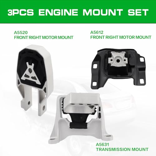 Engine Motor and Transmission Mount Kit Compatible with 2013-2019 Escape - size: 2014-2020 Transit Connect 2.5L