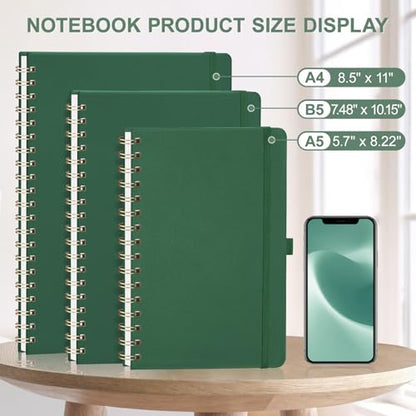 AHGXG Graph Paper Notebook, 140 Pages, B5 (7.6" x 10") - color: Dark Green, style: B5-Graph