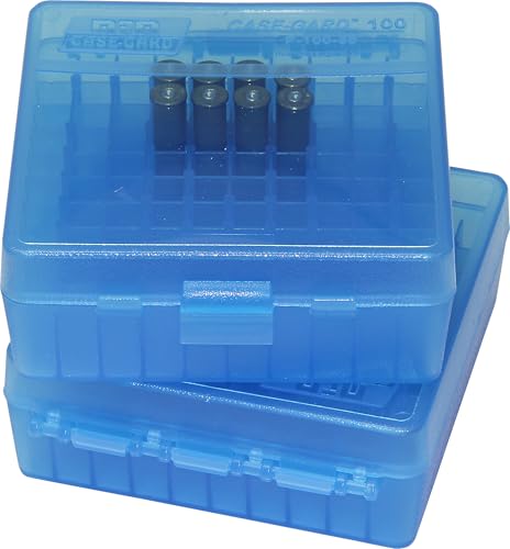 MTM Case-Gard P-100-3-29 Flip-Top Ammo Box, 100 Round, Clear Blue - color: Clear Blue