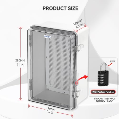 Mollom Transparent Cover Outdoor Junction Box (11x7.5x5.1In) - size: 11x7.5x5.1"