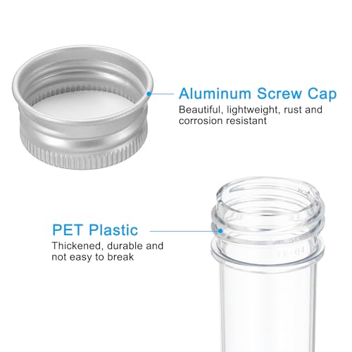 PATIKIL 12Pcs 30ml Plastic Test Tubes with Screw Caps 109x24mm Tubes Silver - color: Silver Tone, size: 30ml