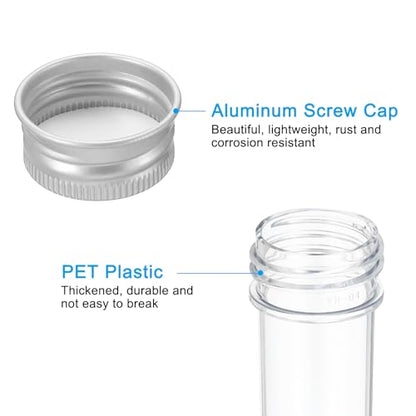 PATIKIL 12Pcs 30ml Plastic Test Tubes with Screw Caps 109x24mm Tubes Silver - color: Silver Tone, size: 30ml