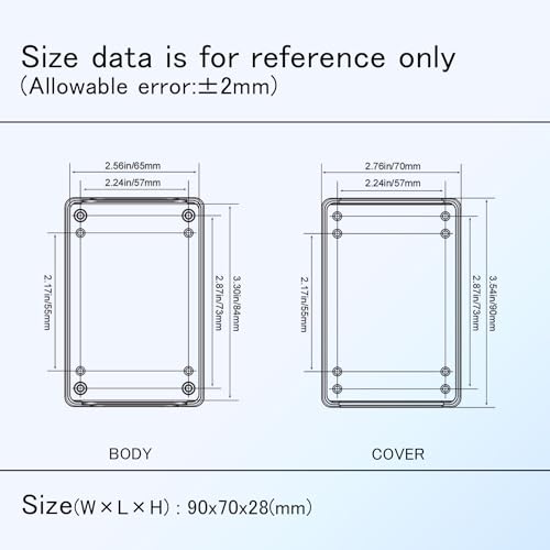 Project Box 8 Pieces Electrical Box Small Junction Box ABS Plastic Enclosure Power Electronic Case Black 3.5" x 2.8" x 1.1"(90 x 70 x 28mm) - color: Black, size: 3.5" x 2.8" x 1.1"