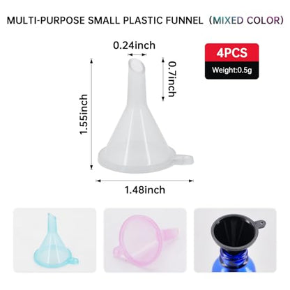 Mini Funnel 4-Pack for Lab Bottles, Sand Art, Perfume, Spice, Powder, Essential Oil, Recreational, Kitchen Food Grade Small Plastic (4colors) - color: 4colors