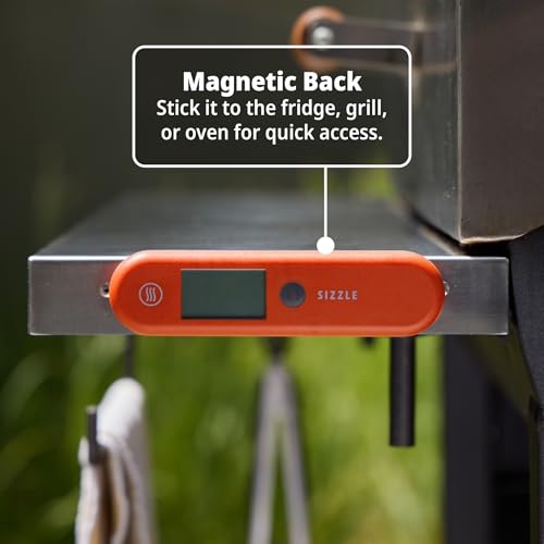 ThermoWorks Sizzle Digital Meat Thermometer – Instant Read in 2 Seconds, Waterproof, Folding Probe with Magnetic Back, Auto-Rotating Backlit Display, for Cooking Food, Grill & BBQ - Nautical Blue - color: Nautical Blue