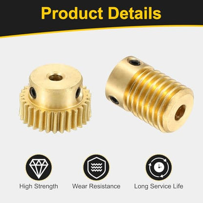 uxcell Worm Gear Set Right Rotation 30T 0.5 Module 1:30 Reduction Rate - size: Gear-3mm, Rod-4mm Bore, style: 0.5M-30T