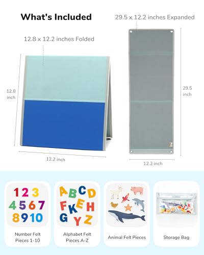 CHEFAN Felt Board for Toddlers, Foldable Flannel Board for Classroom - size: Felt Board with Pieces