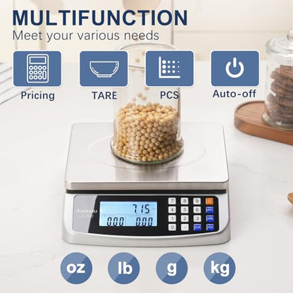Atogou 110lb Food Scale, Commercial Kitchen Scale with Price Computing - style: Silver 110lb/50kg