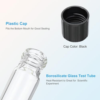 PATIKIL 15ml Test Tubes, 10pcs 5.91x0.63in Glass Clear Round Bottom Test Tube Containers with Plastic Cap for Bead Party Candy Bath Salt Storage Scientific Experiment Plant Propagation - size: 15ml