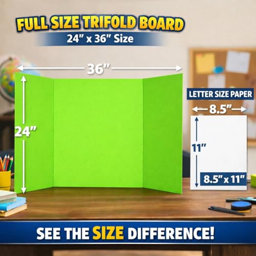 Neon Trifold Poster Board, Standard Size 24 x 36 Inches, Corrugated,3 Pack - size: 24 x 36 Inches