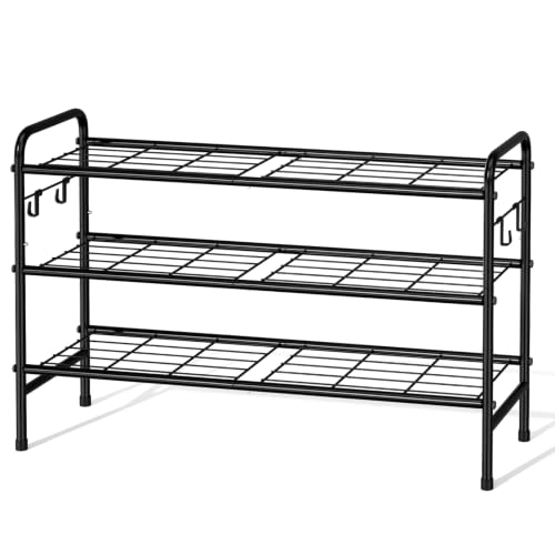 VILICK Metal Shoe Rack for Closet 33" Wide Shoe Organizer for Entryway - color: Black
