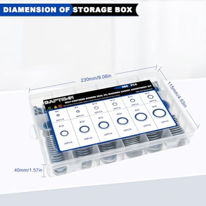 380PCS Metric Bonded Seal Dowty Washer Seal Gasket Crush O-Ring Kit