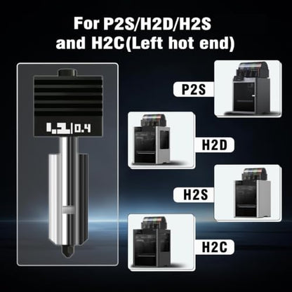 0.2MM X2D/H2C/H2S/H2D/P2S Hotend for Bambu Lab X2D/P2S/H2 Series 3D Printer, Ultra-Fine Detail Stainless Steel Nozzle, High-Temp Resistance Quick Swap Extruder Print Head Replacement Parts - size: 0.2mm, style: P2S/X2D/H2 Series