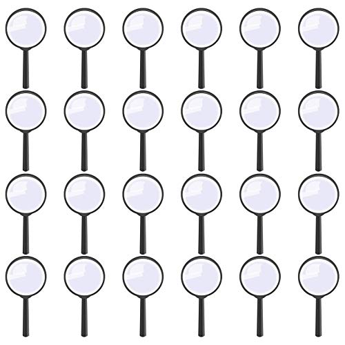 24 Pack Plastic Magnifying Glass with Handle, 5X Magnification Handheld Magnifier Classroom Set by EX ELECTRONIX EXPRESS