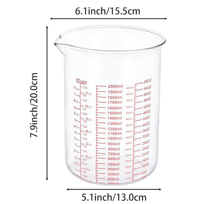 3 Piece Glass Measuring Cup Set, Includes 2-Cup, 4-Cup, and 8-Cup High Borosilicate Glasss Liquid Measuring Cups, Dishwasher, Freezer, Microwave, and Preheated Oven Safe, Essential Kitchen Tools - size: 2Cup/4Cup/8Cup