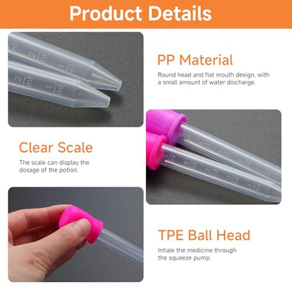 10 Pcs Liquid Droppers for Crafts, 5ml Silicone Plastic Pipettes with Engraved Measurement Marks, Colorful Eye Droppers for Science Experiments Candy Making Baking Art Projects