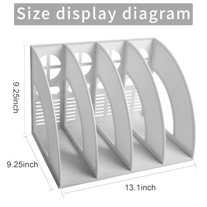 Marte Vanci Magazine File Holder Desktop Book Organizer Plastic Storage Sturdy Vertical 4 Section Folder (Light Gray) - color: Light Gray 4 Section