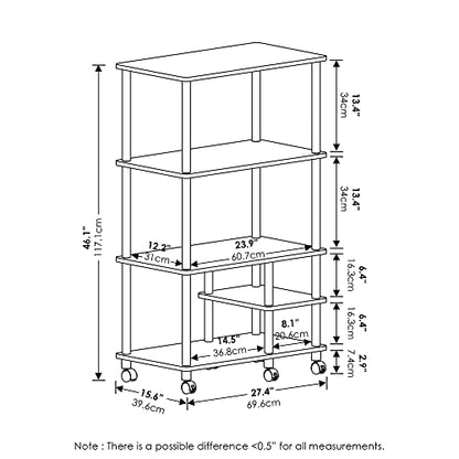 Furinno Turn-N-Tube 4-Tier Toolless Kitchen Storage Shelf Cart, Americano/Black - color: Americano/Black, size: 4-Tier