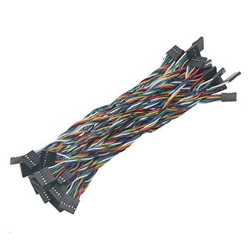 20Pcs 6Pins 20cm Dupont Line 2.54mm Pitch Female to Female Jumper Wire Connect Cables Double-Headed Line for Breadboard