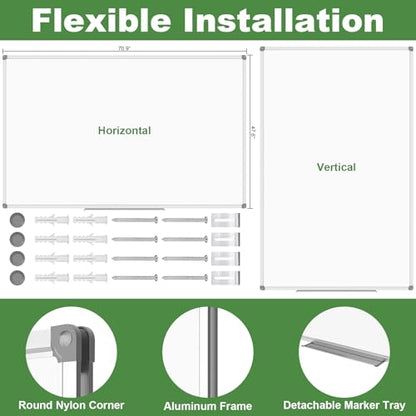 Lockways Large Dry Erase Board 72 x 48 Inch, Magnetic White Board for Wall - color: Silver, size: 72"W x 48"H
