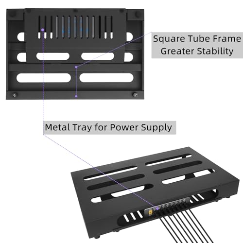18" x 11.8" Guitar Pedal Board with Power Supply Tray - color: Black, size: 18” x 11.8”