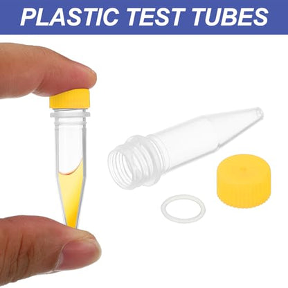 PATIKIL 1.5ml Plastic Cryogenic, 25Pcs Cryogenic Vial Screw Top Frozen Test Tube for Lab Laboratory Science, Yellow Cap - color: Yellow
