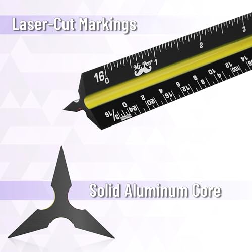Mr. Pen- Architectural Scale Ruler, 12 Inch, 2 pcs, Black & Silver - color: Black & Silver, size: 2 Pack