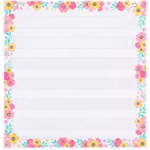 Motimind Standard 7 Pocket Chart for Classroom Teacher, Floral Print - style: Floral Print