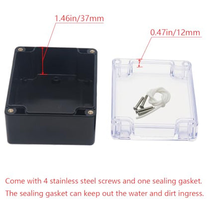 Project Box IP65 Waterproof Junction Box ABS Plastic Black Electrical Boxes DIY Electronic Project Case Power Enclosure Clear Cover 4.53"x3.54"x2.17" - color: Clear, size: 4.53"x3.54"x2.17"