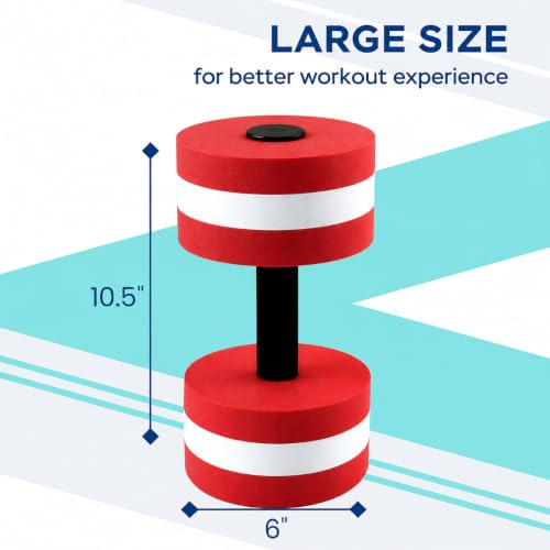 2Pc Water Dumbells Water Aerobic Exercise Foam Dumbbell Pool Resistance Aquatic Dumbbell EVA Yoga Barbell Exercise Fitness Equipment Exercises Equipment for Weight Loss - color: Red