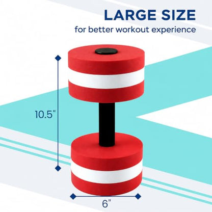 2Pc Water Dumbells Water Aerobic Exercise Foam Dumbbell Pool Resistance Aquatic Dumbbell EVA Yoga Barbell Exercise Fitness Equipment Exercises Equipment for Weight Loss - color: Red