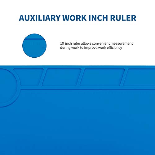 Hengtianmei Heat Insulation Silicone Repair Mat with Scale Ruler and Screw Position for Soldering Iron, Phone and Computer Repair Size: 14 x 10 Inches (H-201) - size: H-201