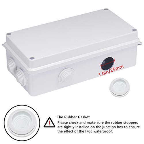 Zulkit Junction Box ABS Plastic Dustproof Waterproof IP65 Universal Electrical Boxes Project Enclosure White 7.9 x 3.9 x 2.8 inch (200 x 100 x 70mm) - size: 7.9" x 3.9" x 2.8"