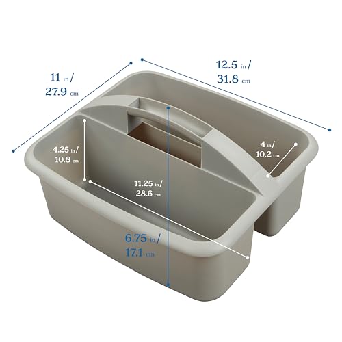 ECR4Kids 2-Compartment Large Storage Caddy Organizer, 6-Pack, Grey - color: Grey