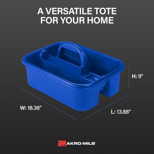 Akro-Mils 09185 Plastic Tote Tool & Supply Cleaning Caddy with Handle, (18-3/8-Inch x 13-7/8-Inch x 9-Inch), Blue (09185BLUE) - color: Blue