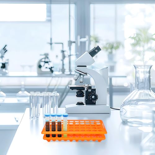 Totority Test Tube Rack 50-Slot Tube Storage Organizer Polypropylene Test Holder for Chemistry Labs Lab Organizer for Scientific Research Industrial Use Food Service 9.64 X 4.92 X 1.85 in