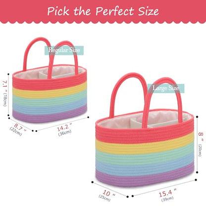 COMSE Baby Diaper Caddy Organizer with Handles, Cotton Rope, Rainbow - color: Rainbow, size: Regular
