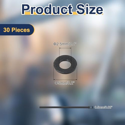 uxcell 30 Pcs M2.5 PVC Flat Washers 2.5mm ID 5mm OD 0.8mm Thick Plain Washer Grommets Plastic Sheet Gasket Fastener Sealing Spacer Gasket Ring Water Hose Washers, Clear Black - size: 2.5mm x 5mm x 0.8mm