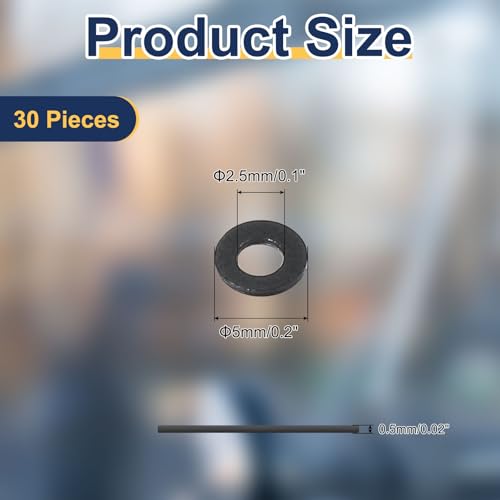 uxcell 30 Pcs M2.5 PVC Flat Washers 2.5mm ID 5mm OD 0.8mm Thick Plain Washer Grommets Plastic Sheet Gasket Fastener Sealing Spacer Gasket Ring Water Hose Washers, Clear Black - size: 2.5mm x 5mm x 0.8mm
